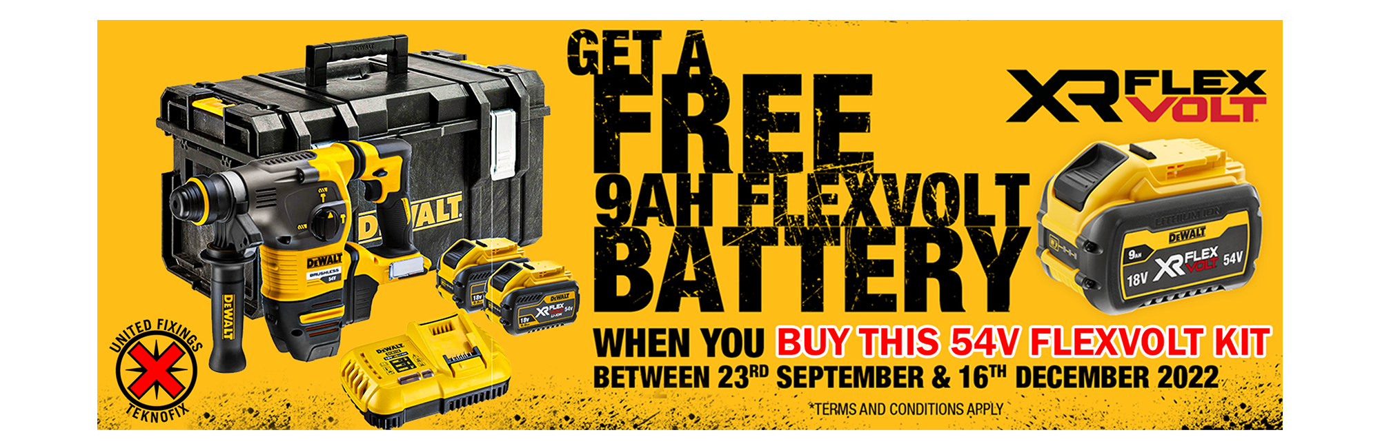 Get a FREE 9ah Flexvolt Battery when you buy a DeWalt Flexvolt Kit