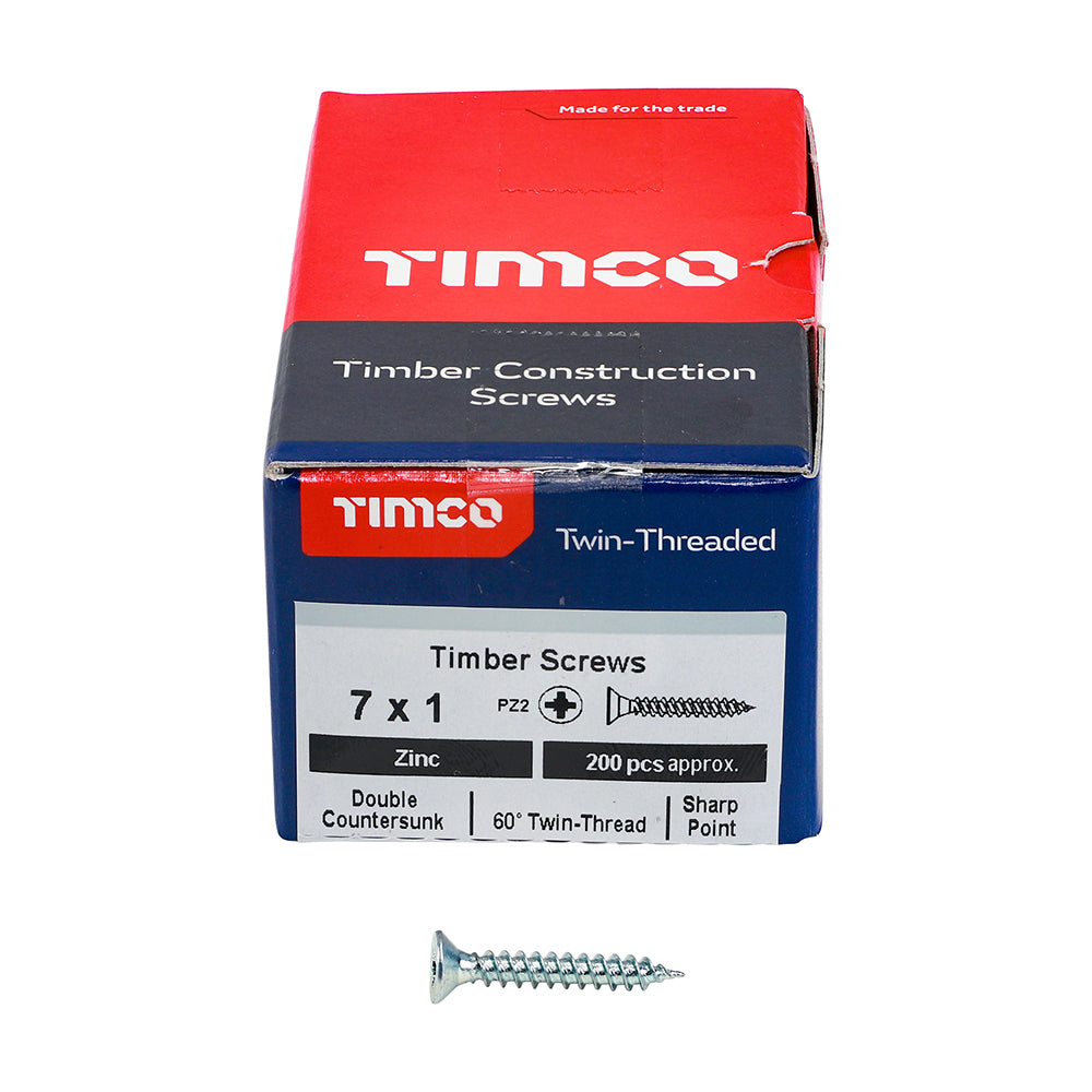 Twin Woodscrew PZ2 CSK - BZP 7 x 1 - 200 PCS