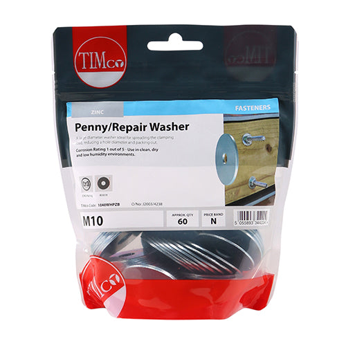 Penny / Repair Washer - BZP M10 x 40 60 PCS