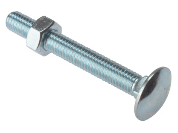 Carriage Bolts with Hex Nuts - Zinc Plated - Bag M8 x 130mm (10)
