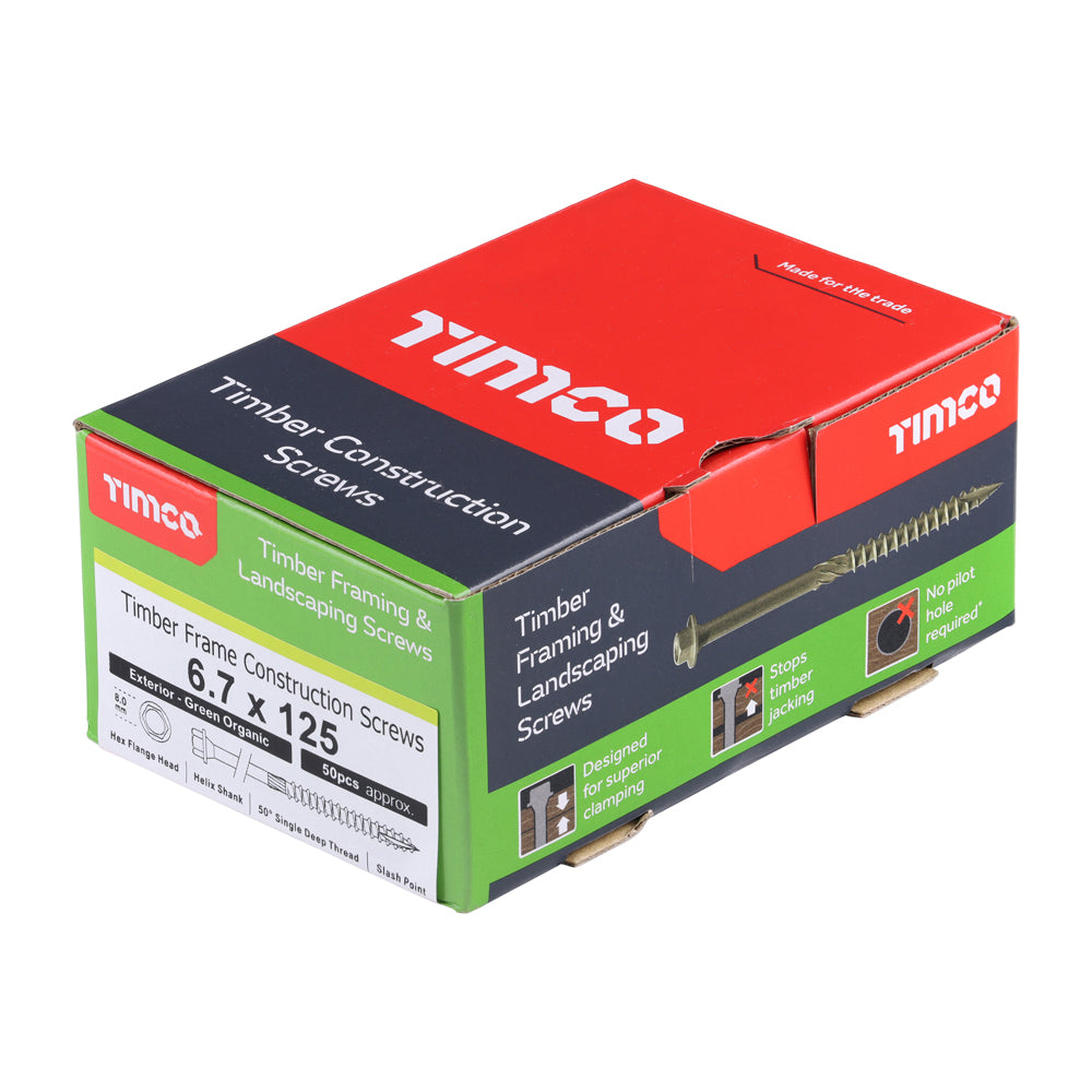 In-Dex Timber Screw HEX - GRN 6.7 x 125 - 50 PCS