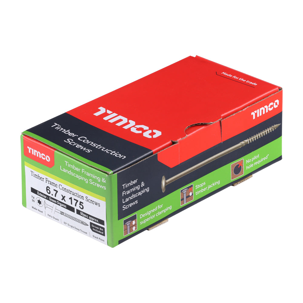 In-Dex Timber Screw W/H - GRN 6.7 x 175 50 PCS