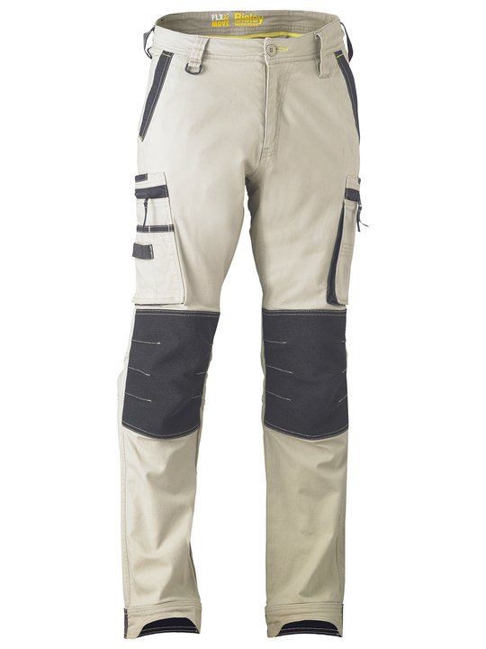 Flex & Move Stretch Utility Cargo Trousers With Kevlar Knee Pad Pockets Stone (BTSN) 32R