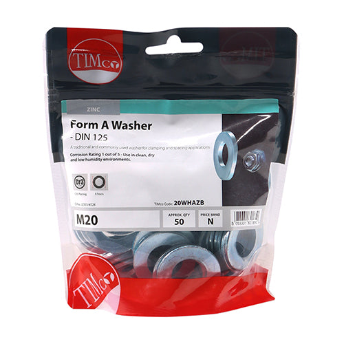 Form A Washer - BZP M20 50 PCS
