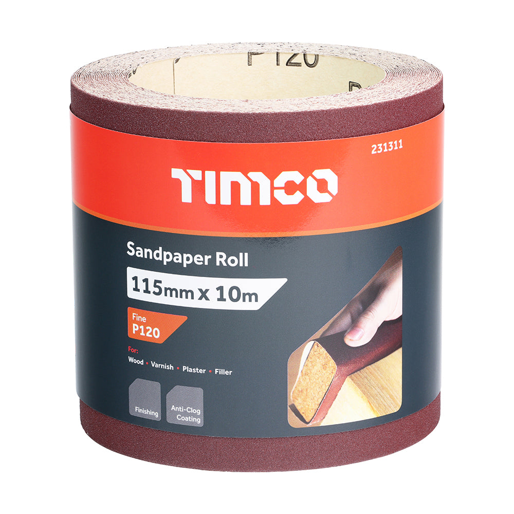 Sandpaper Roll Red P120 115mm x 10m 1 EA