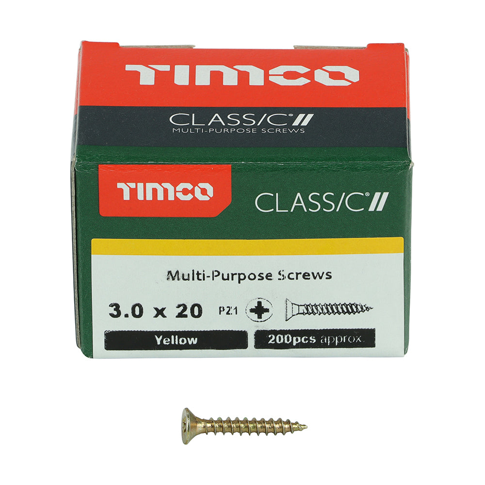 Timco - Classic Screw PZ1 CSK - ZYP 3 x 20mm (200)