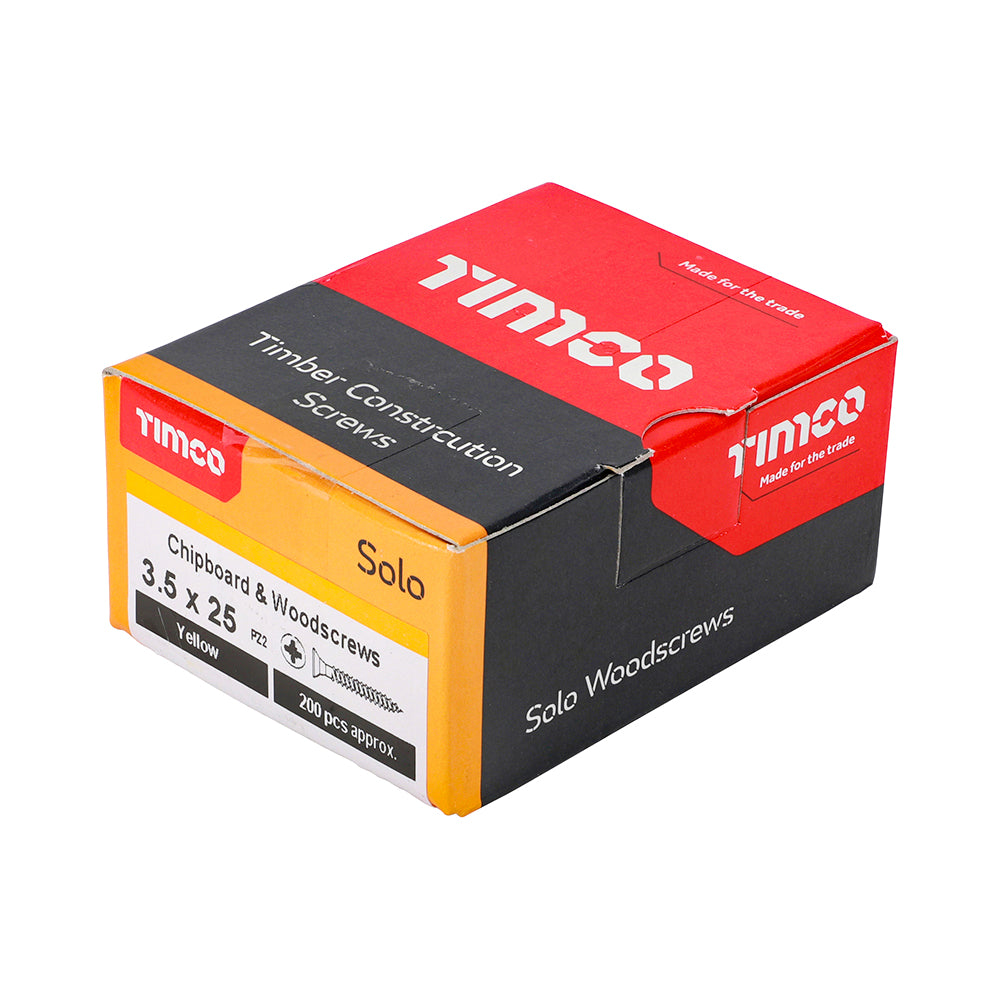 Solo Woodscrew PZ2 CSK - ZYP 3.5 x 25 200 PCS - United Fixings