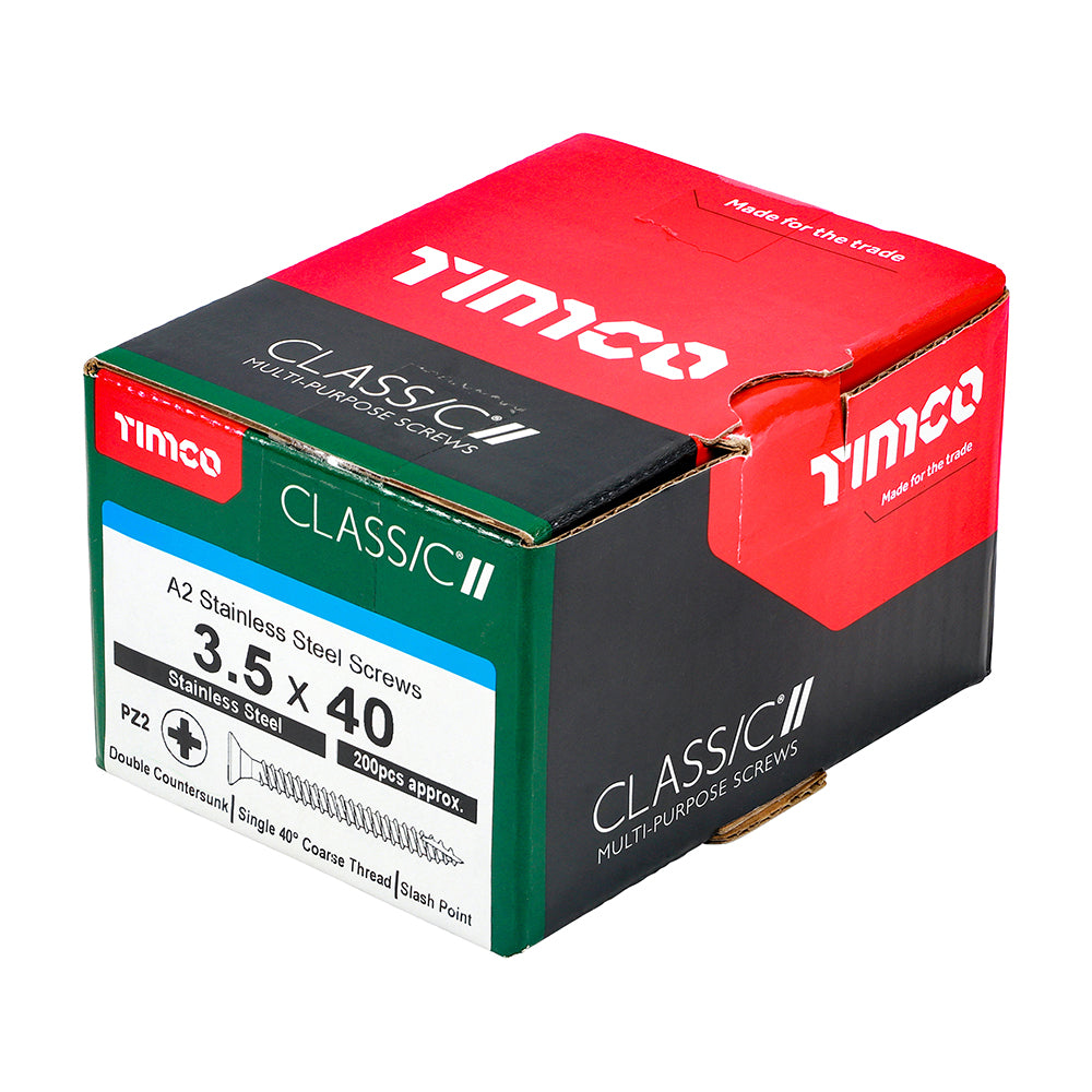Classic Screw PZ2 CSK - A2 S/S 3.5 x 40 200 PCS