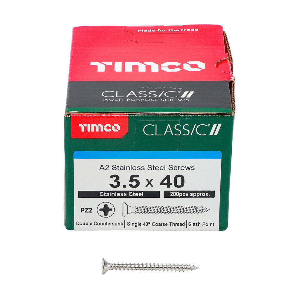 Classic Screw PZ2 CSK - A2 S/S 3.5 x 40 200 PCS