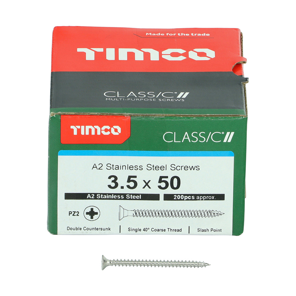 Classic Screw PZ2 CSK - A2 S/S 3.5 x 50 200 PCS