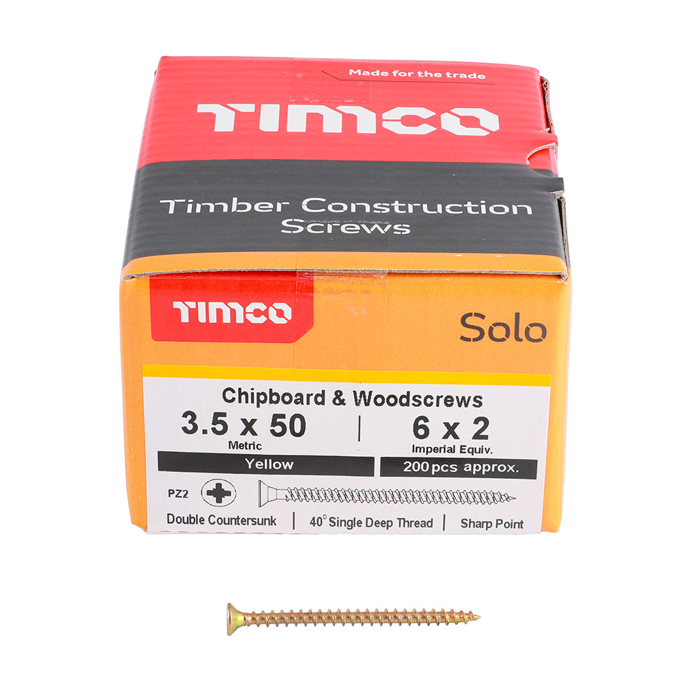 Solo Woodscrew PZ2 CSK - ZYP 3.5 x 50 200 PCS