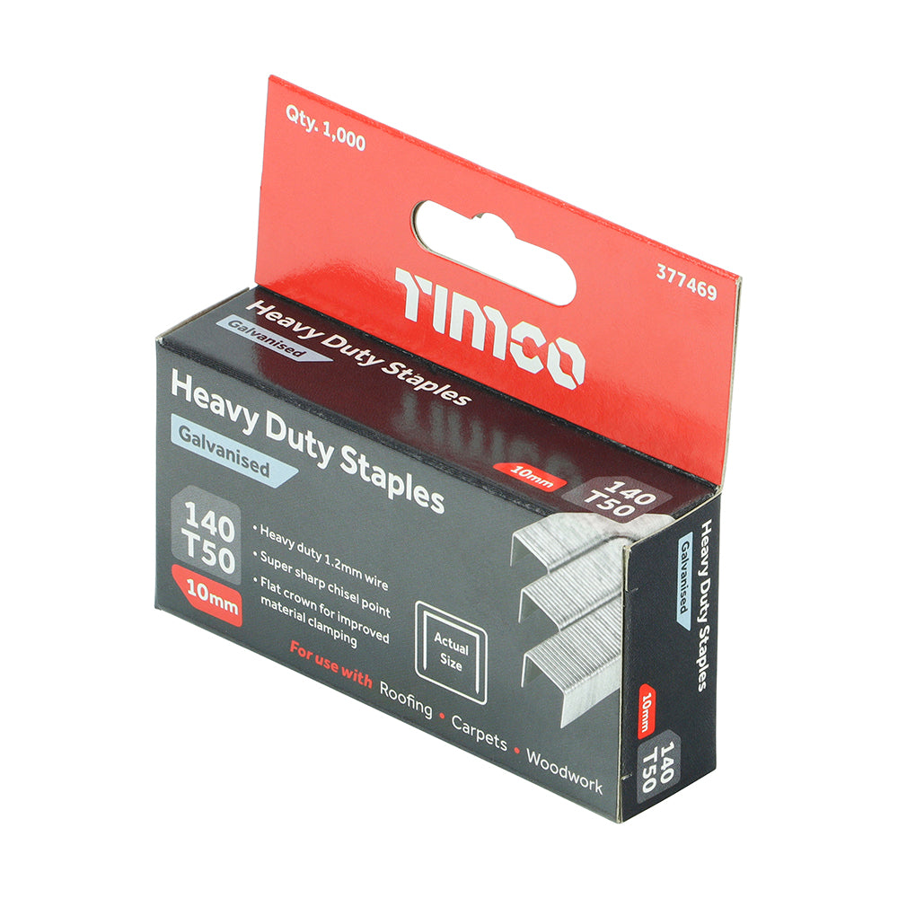 Box of 10mm heavy duty galvanised staples available at United Fixings - 377469