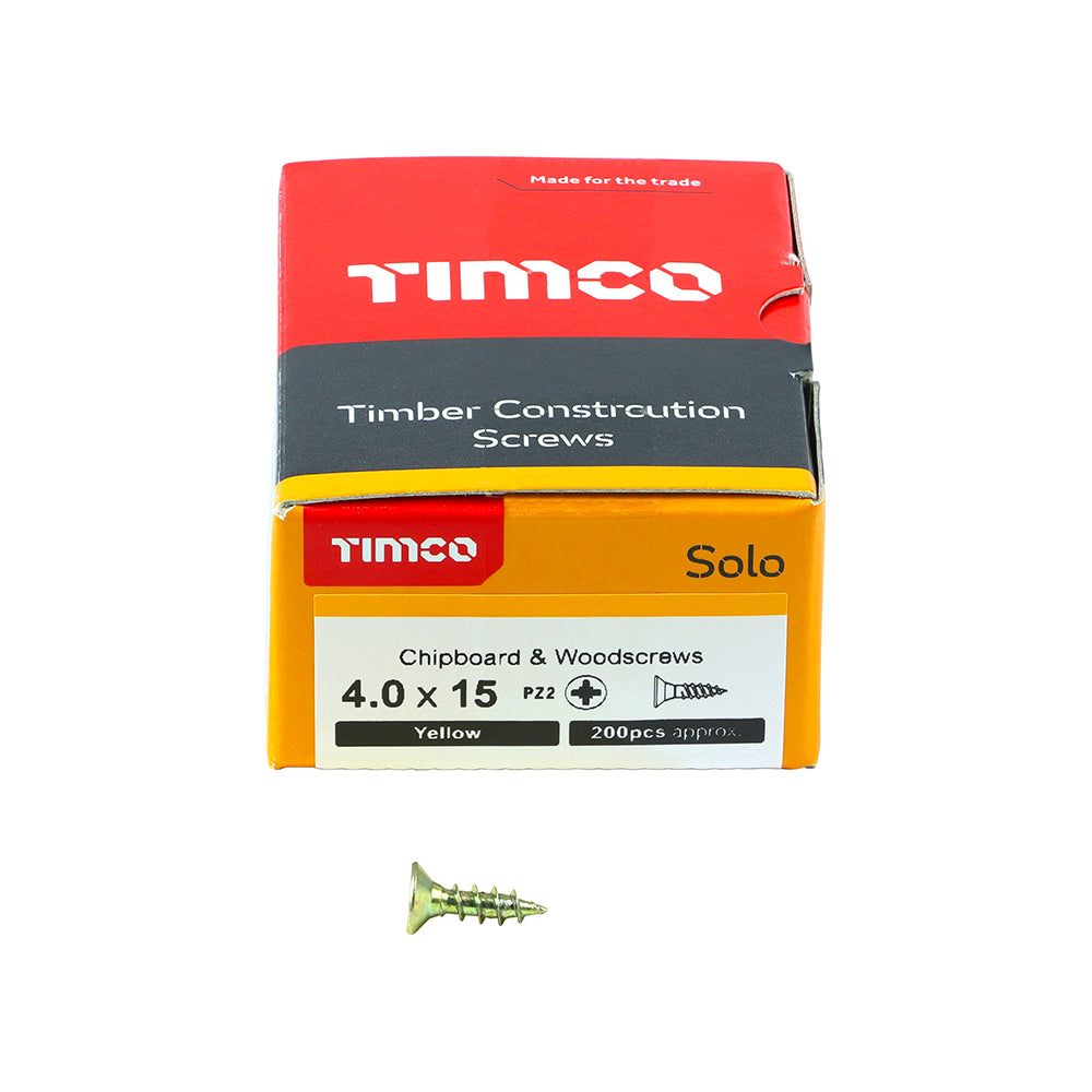 Solo Woodscrew PZ2 CSK - ZYP 4 x 15 (200 PCS)