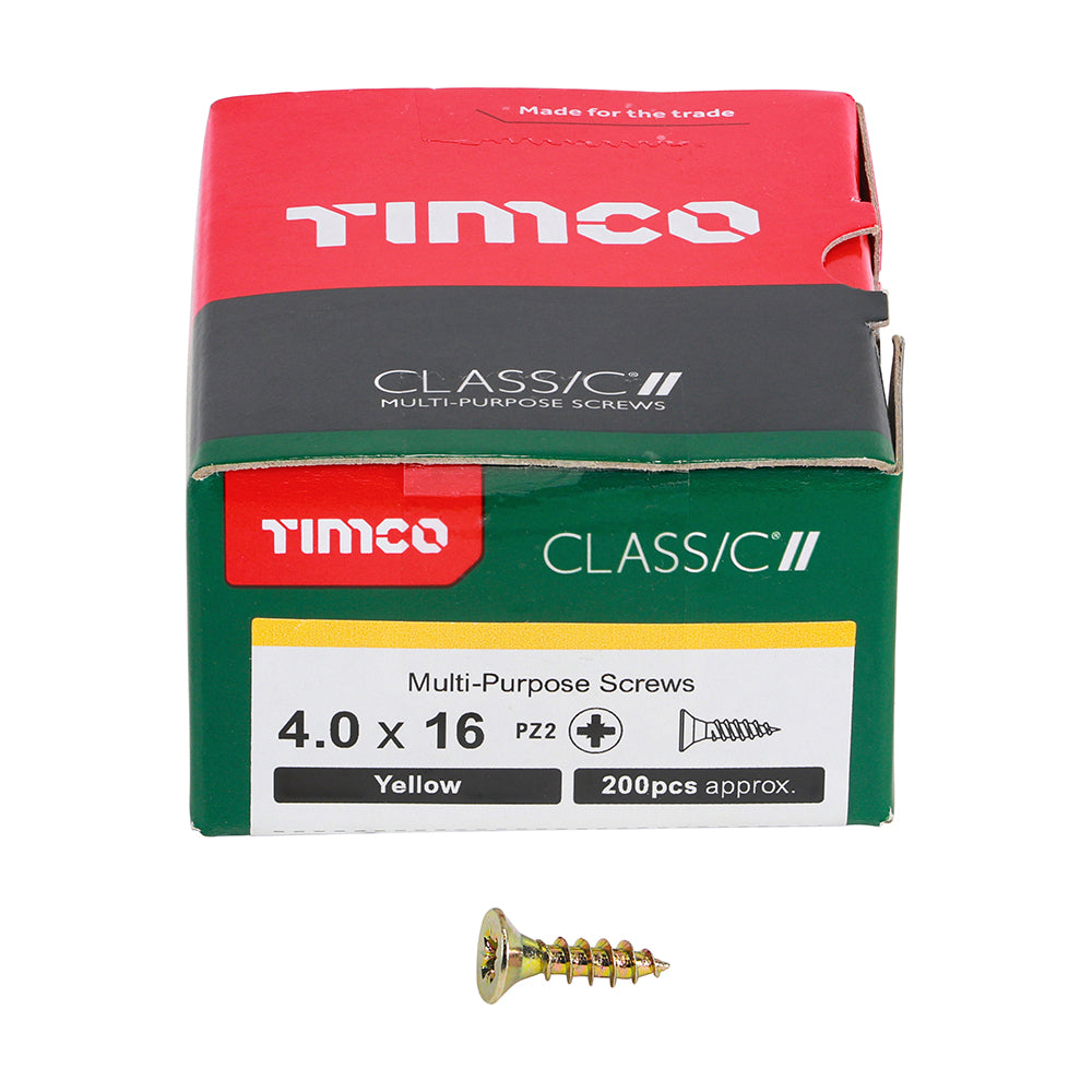 Timco - Classic Screw PZ2 CSK - ZYP 4.0 x 16mm (200 PCS)