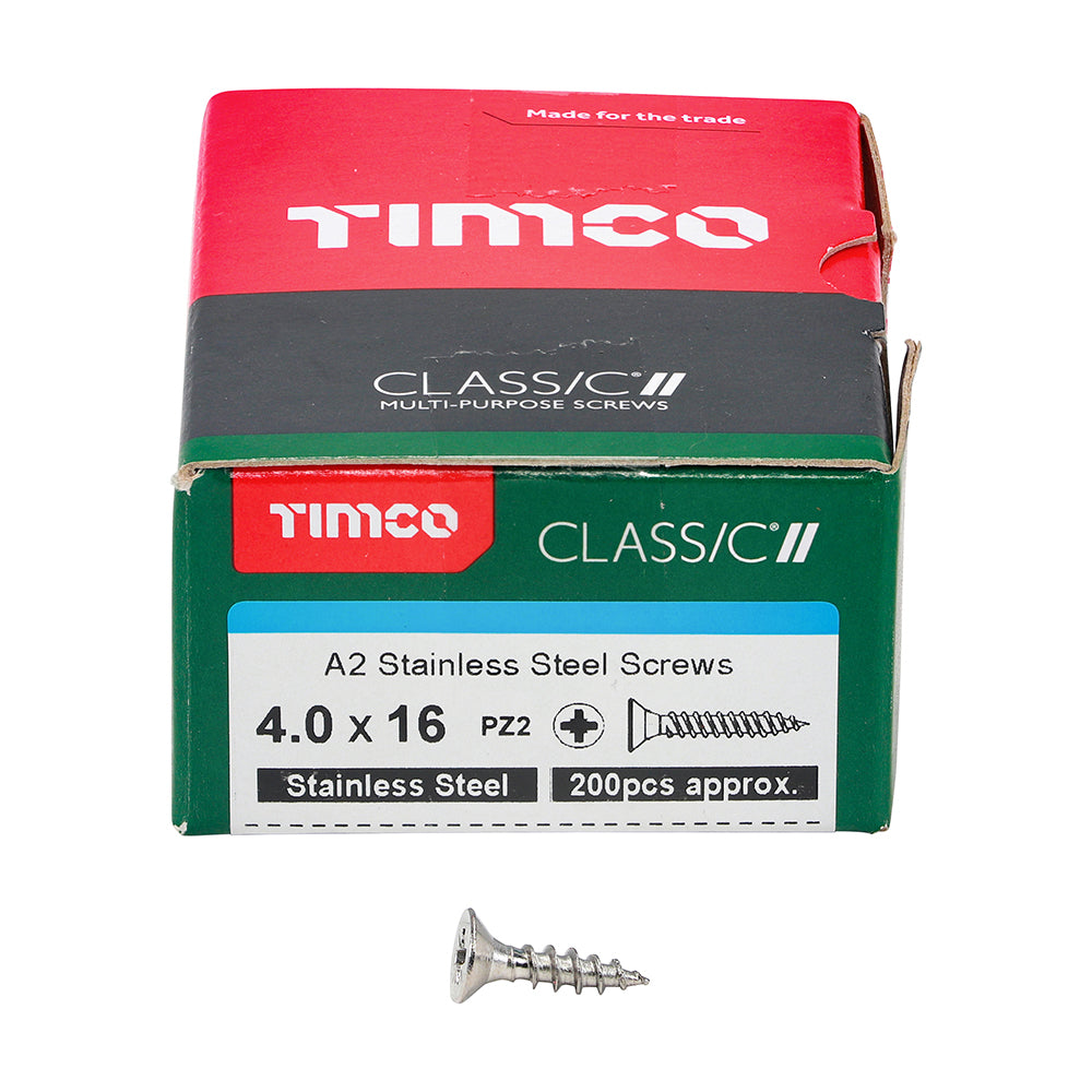 Classic Screw PZ2 CSK - A2 S/S 4.0 x 16 200 PCS