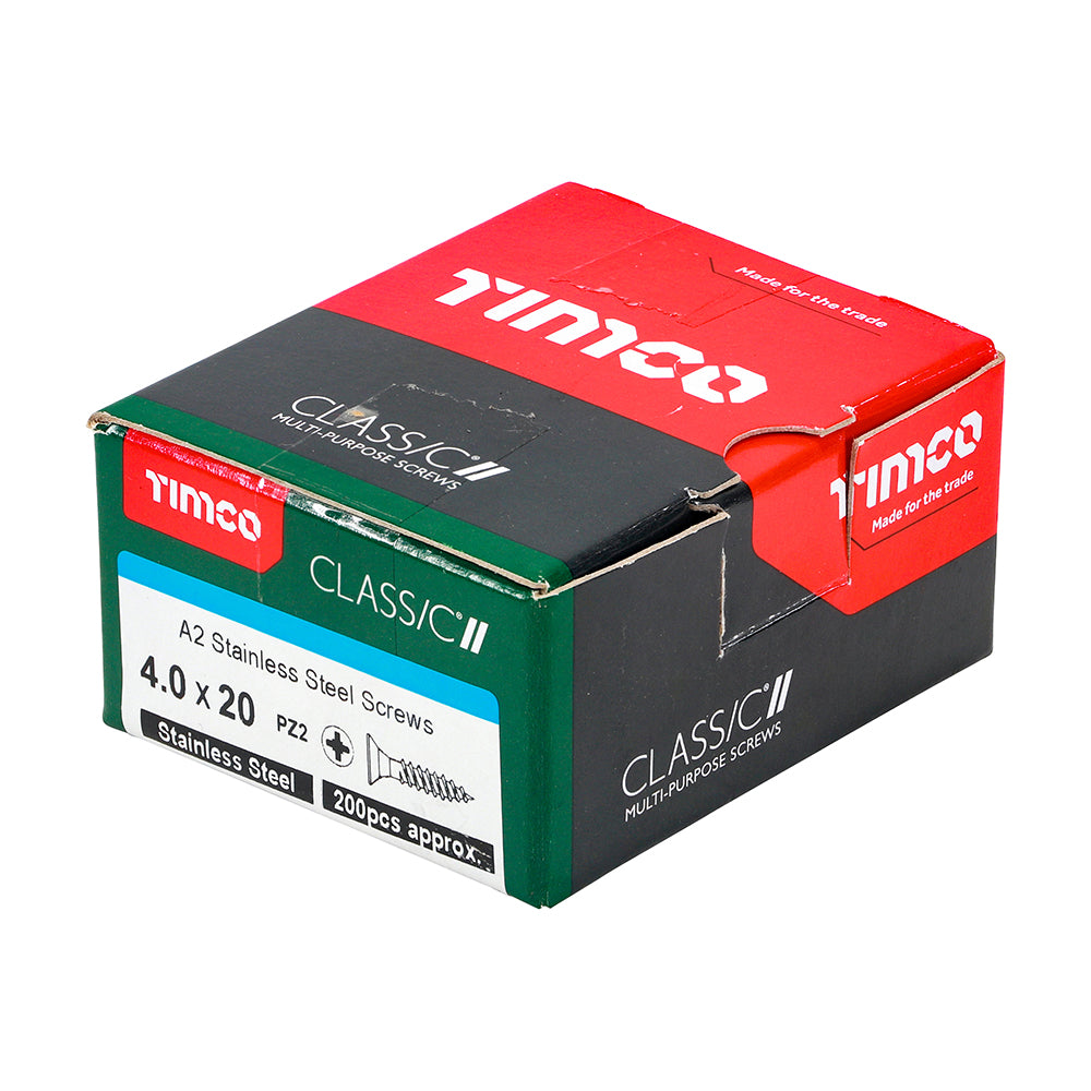 Classic Screw PZ2 CSK - A2 S/S 4.0 x 20 200 PCS