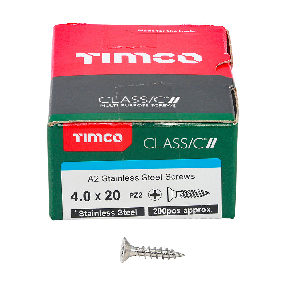 Classic Screw PZ2 CSK - A2 S/S 4.0 x 20 200 PCS