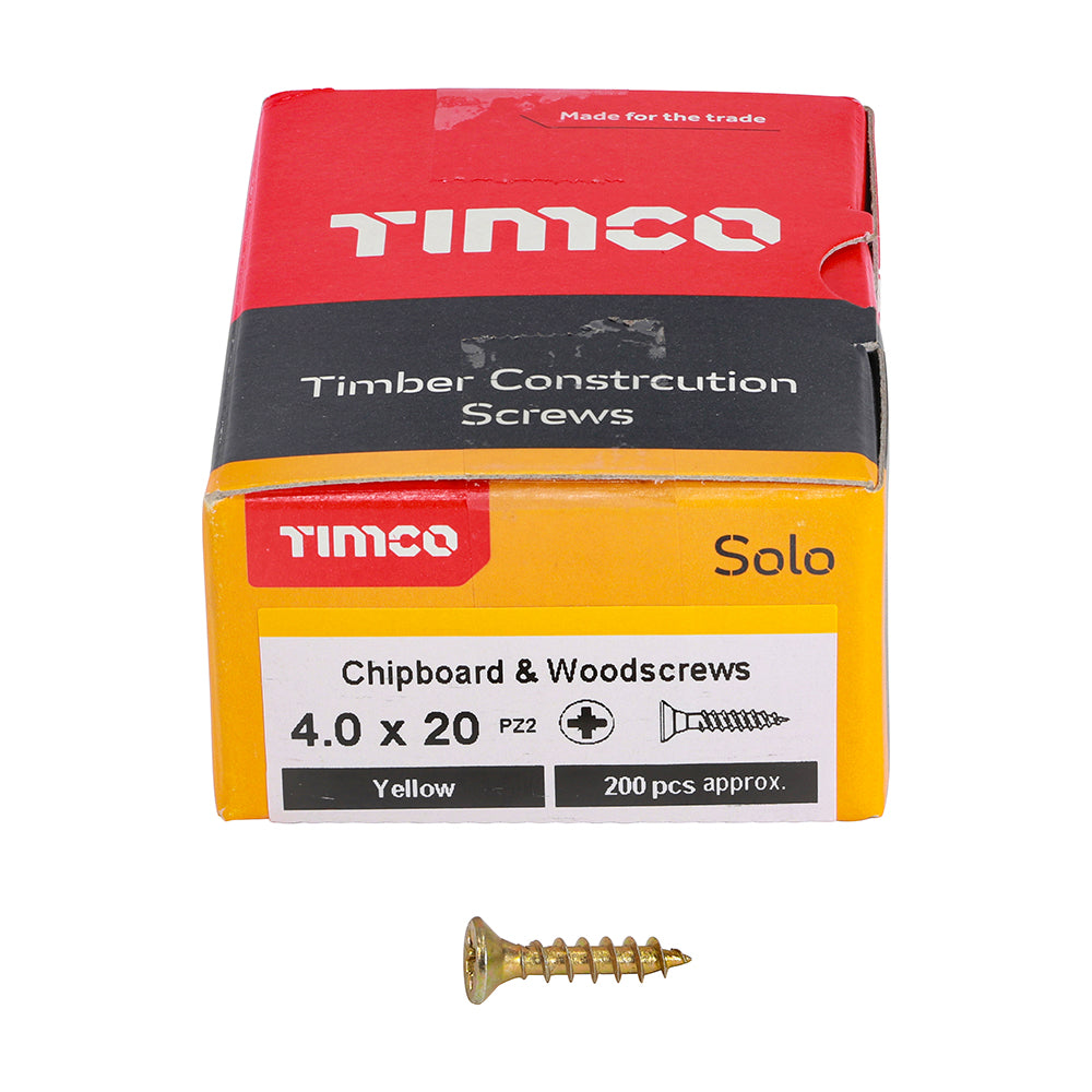 Solo Woodscrew PZ2 CSK - ZYP 4 x 20 (200 PCS)