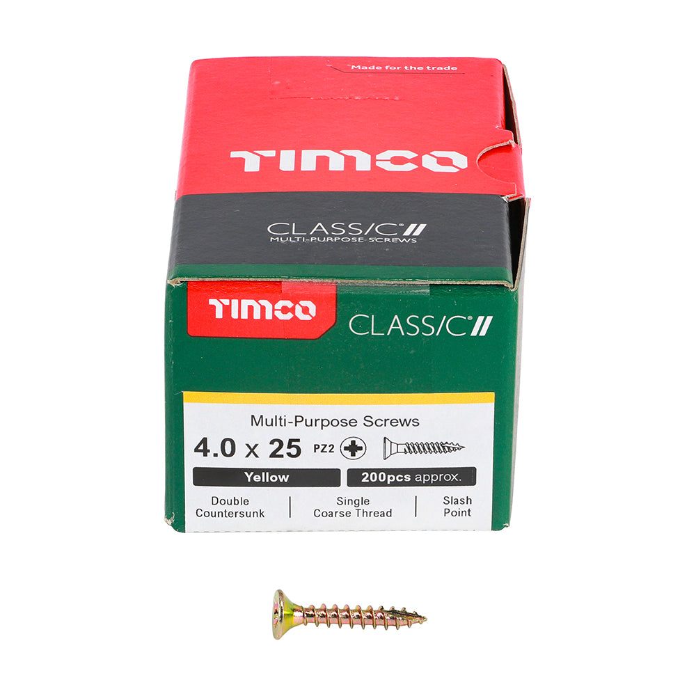 Timco - Classic Screw PZ2 CSK - ZYP 4 x 25mm (200 PCS)