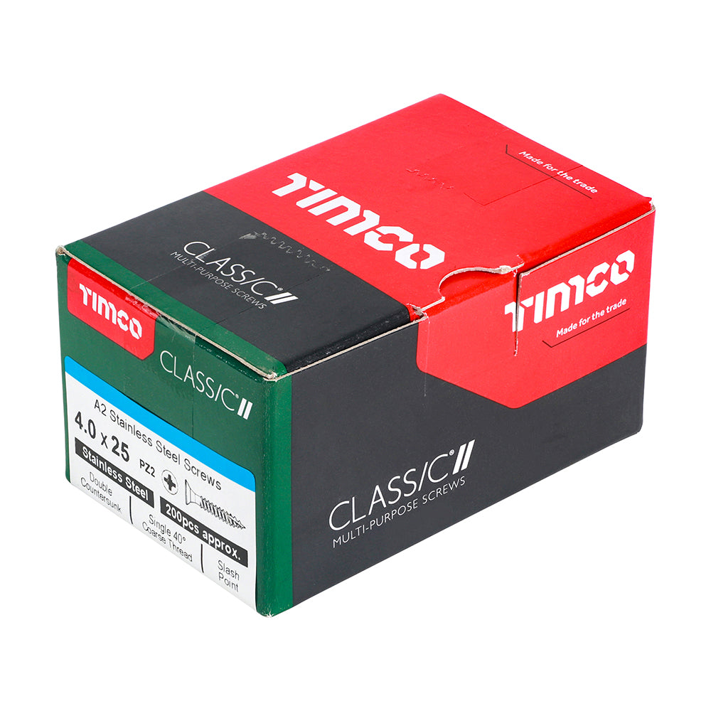 Classic Screw PZ2 CSK - A2 S/S 4.0 x 25 200 PCS