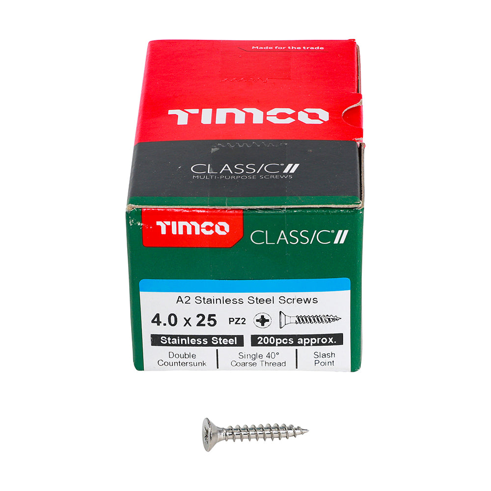 Classic Screw PZ2 CSK - A2 S/S 4.0 x 25 200 PCS