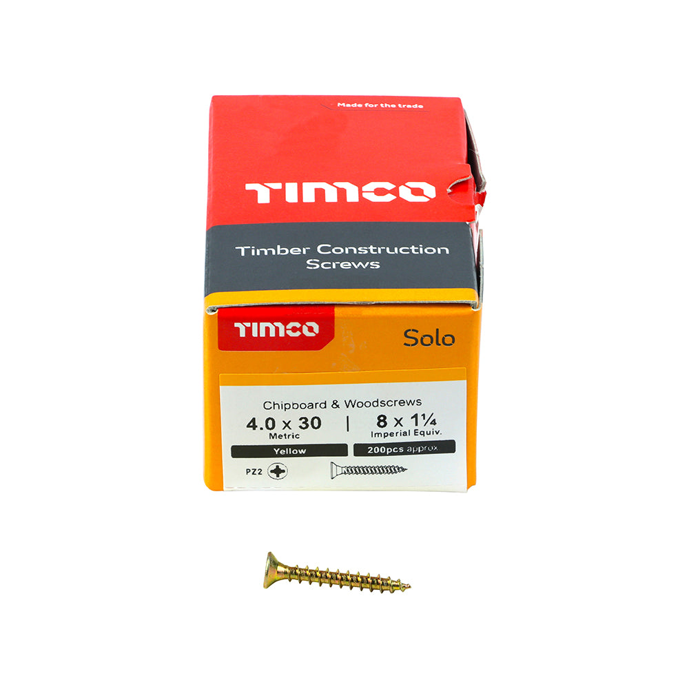 Solo Woodscrew PZ2 CSK - ZYP 4 x 30 (200 PCS)