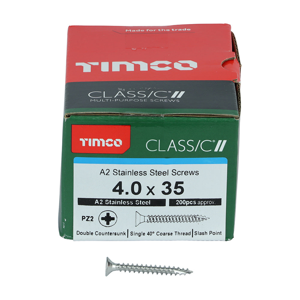 Classic Screw PZ2 CSK - A2 S/S 4 x 35 200 PCS