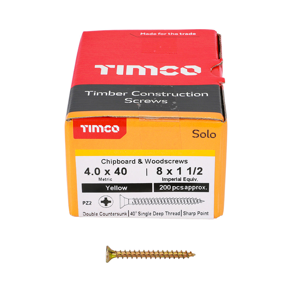 Solo Woodscrew PZ2 CSK - ZYP 4 x 40 (200 PCS)