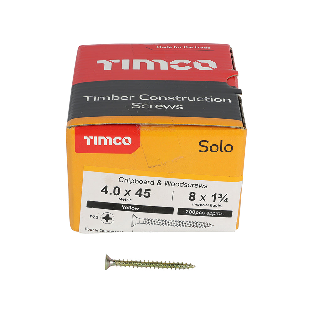 Solo Woodscrew PZ2 CSK - ZYP 4 x 45 (200 PCS)