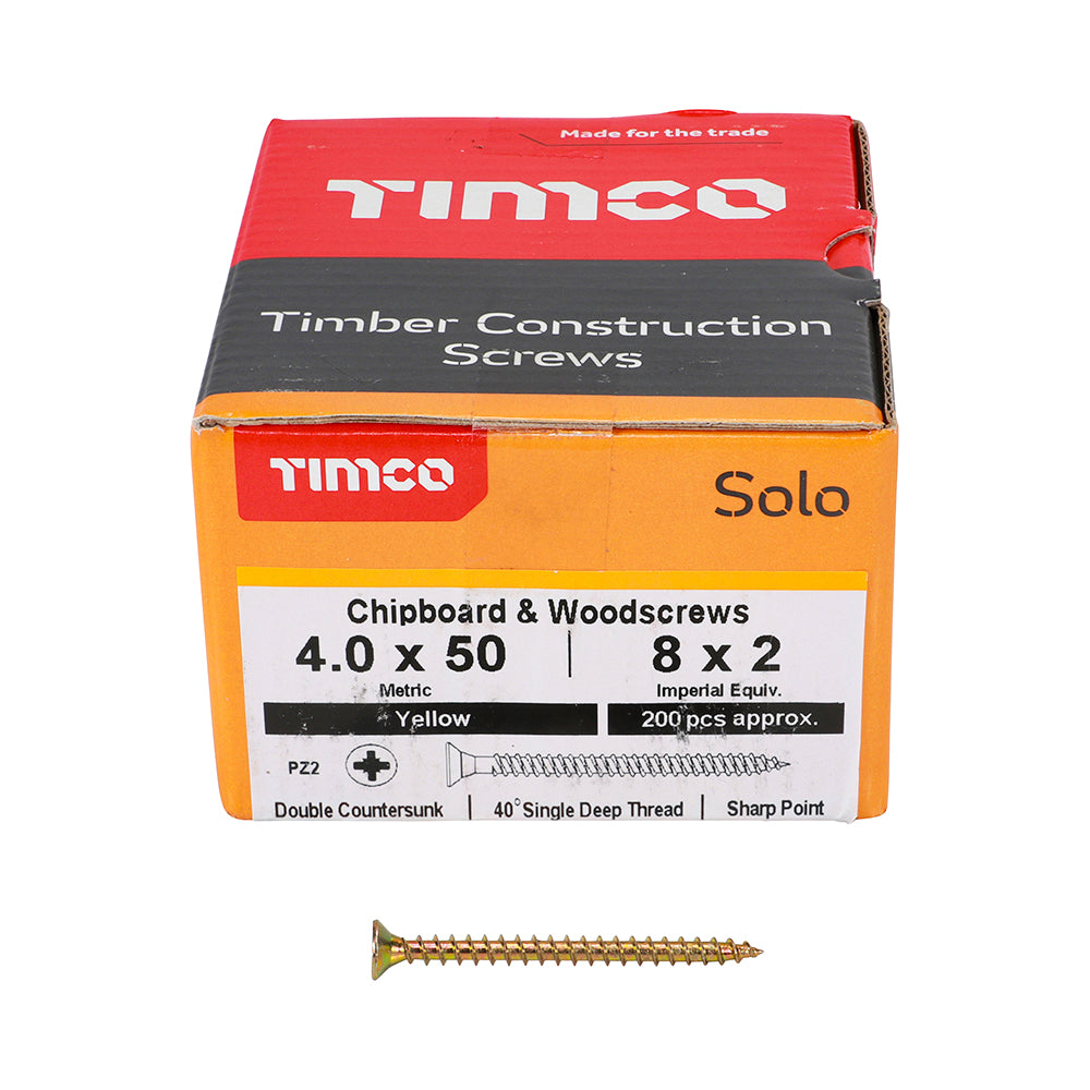 Solo Woodscrew PZ2 CSK - ZYP 4 x 50 (200 PCS)