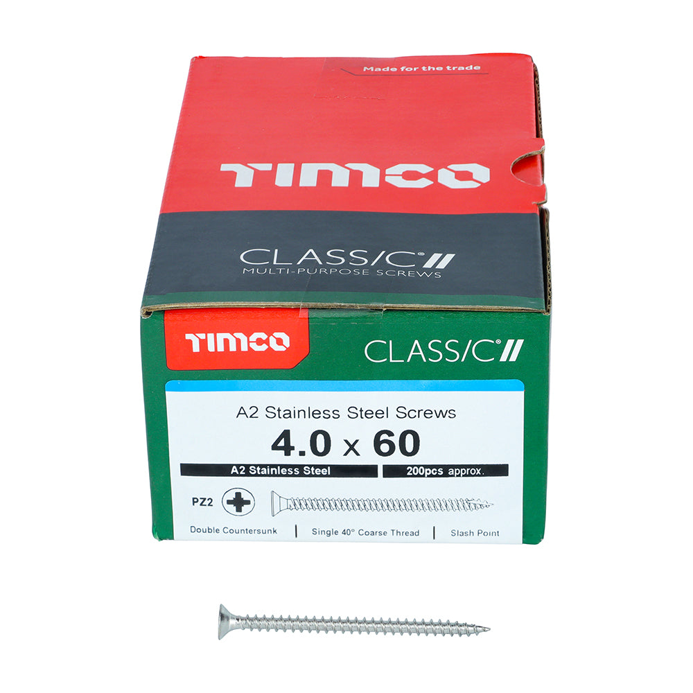 Classic Screw PZ2 CSK - A2 S/S 4.0 x 60 200 PCS