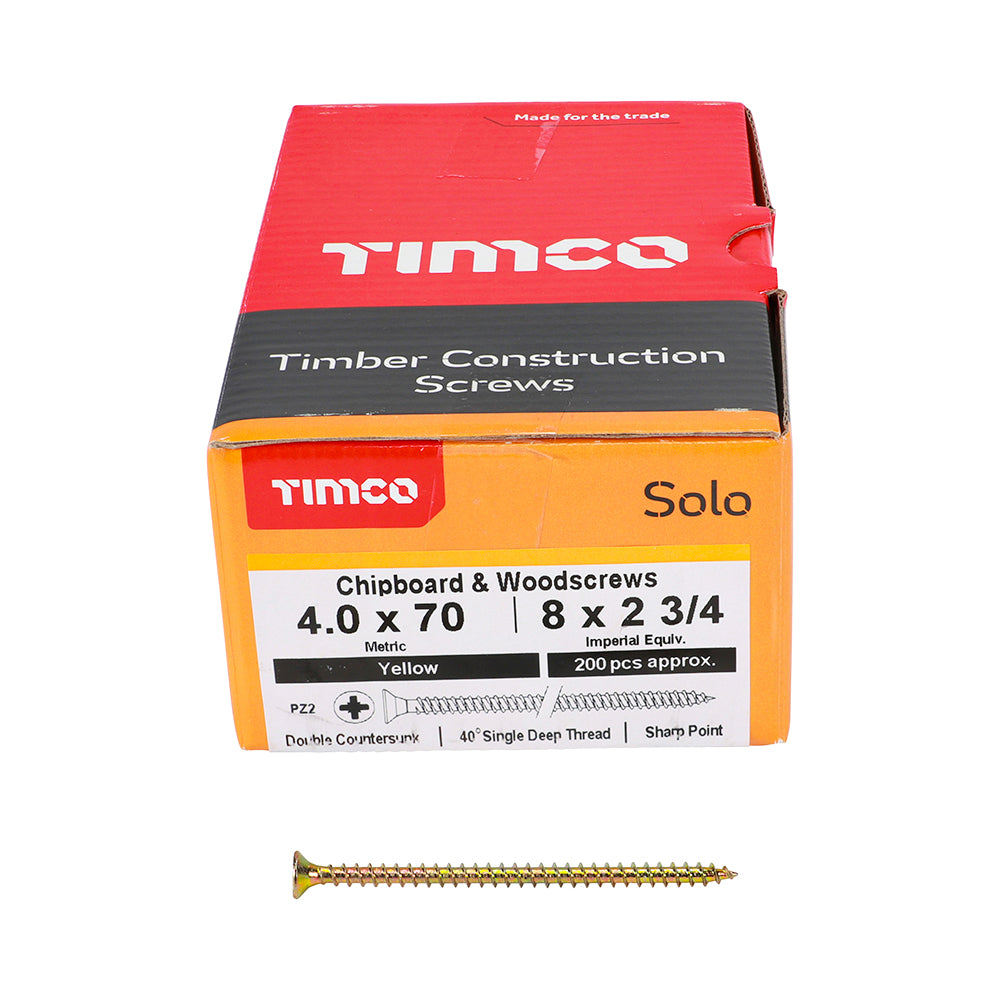 Solo Woodscrew PZ2 CSK - ZYP 4 x 70 (200 PCS)