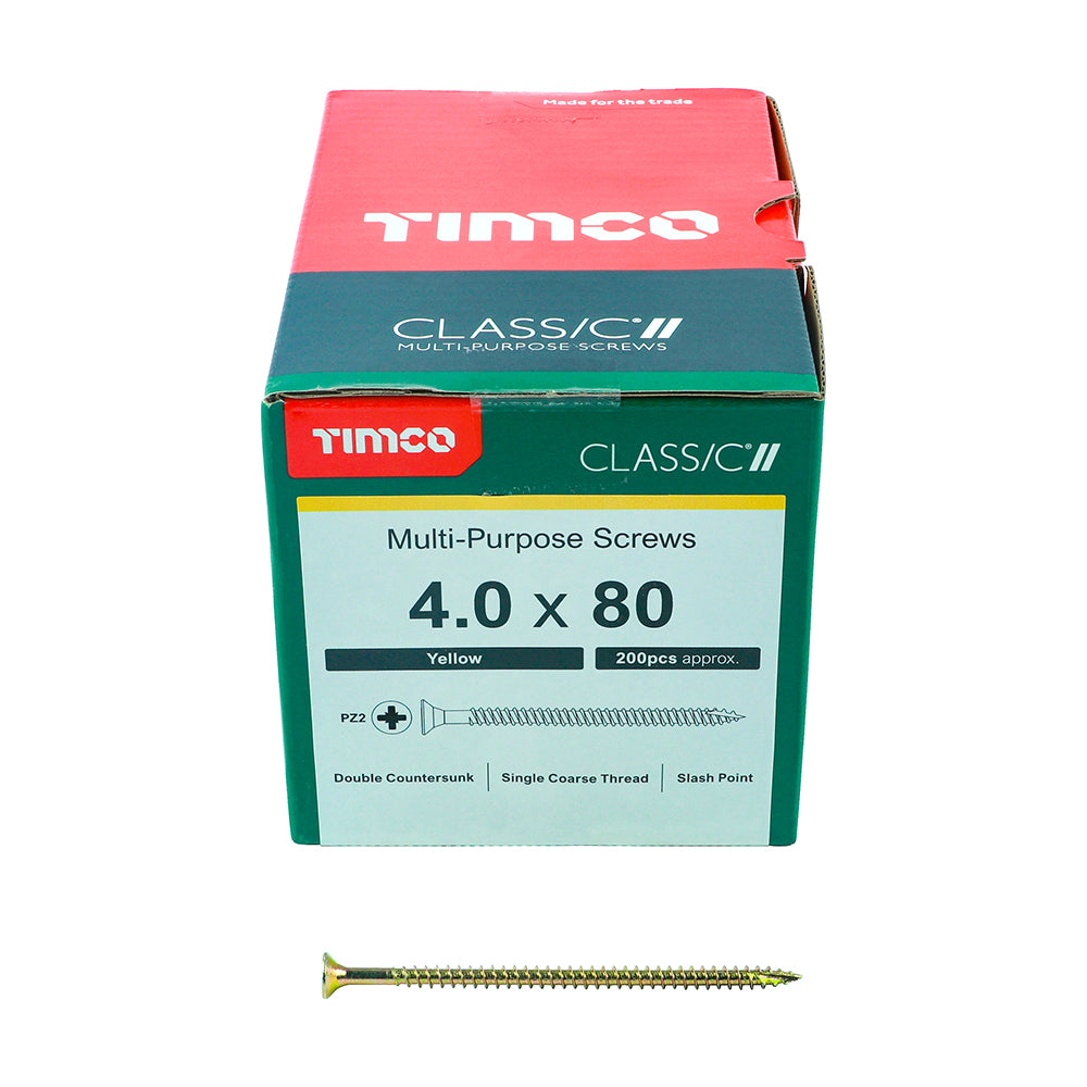 Timco - Classic Screw PZ2 CSK - ZYP 4 x 80mm (200)