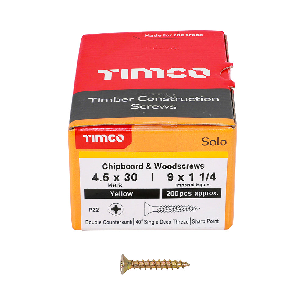 Solo Woodscrew PZ2 CSK - ZYP 4.5 x 35 (200 PCS)