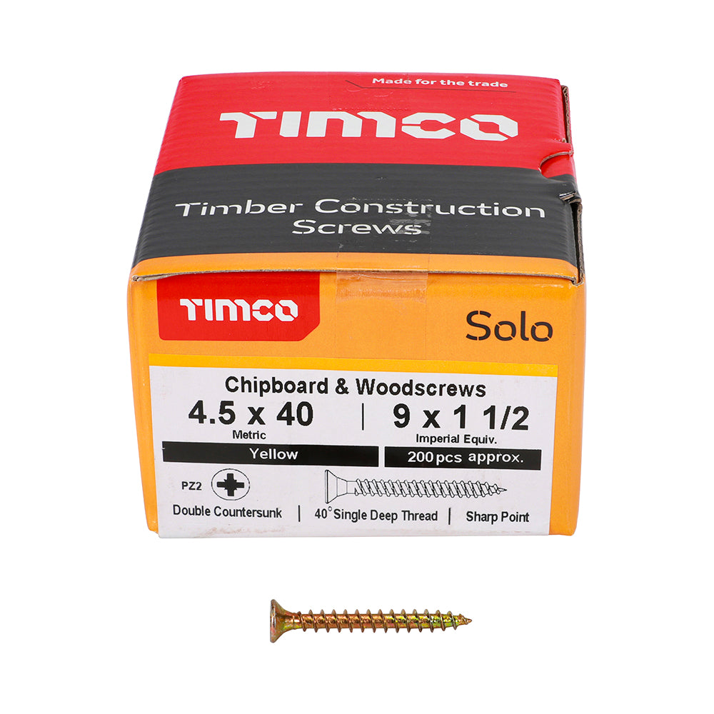 Solo Woodscrew PZ2 CSK - ZYP 4.5 x 40 (200 PCS)