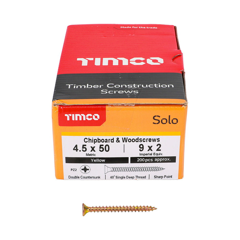 Solo Woodscrew PZ2 CSK - ZYP 4.5 x 50 (200 PCS)
