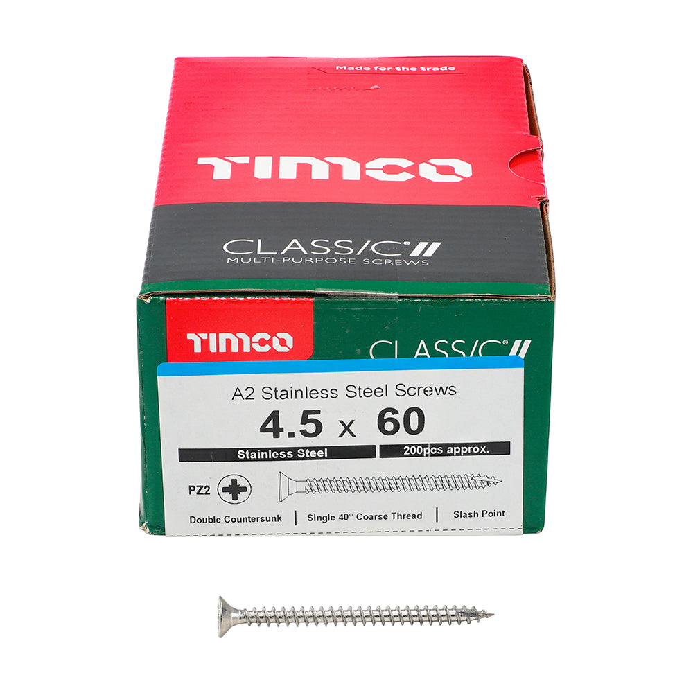 Classic Screw PZ2 CSK - A2 S/S 4.5 x 60 200 PCS