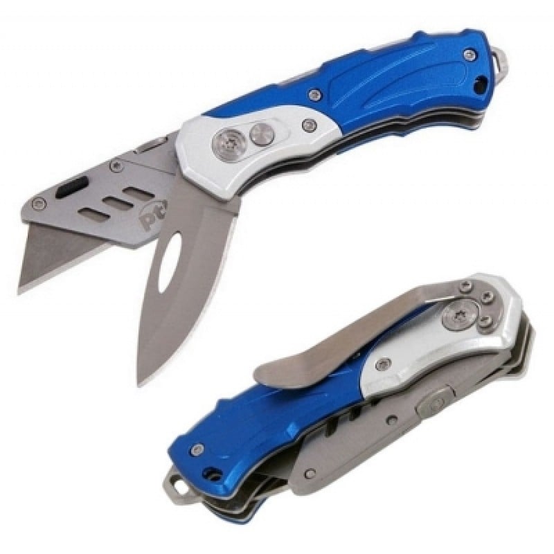 PTI Twin Blade Folding Knife - Blue Handle