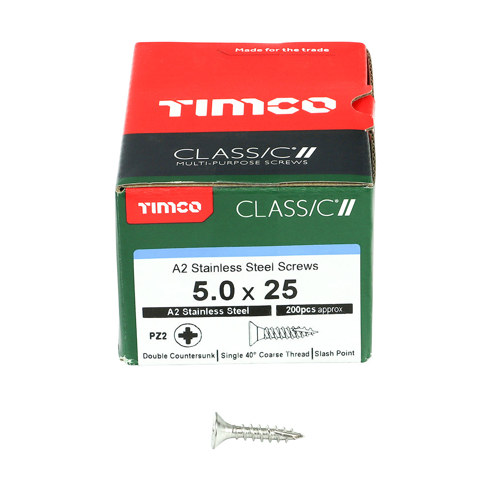 Classic Screw PZ2 CSK - A2 S/S 5.0 x 25 200 PCS
