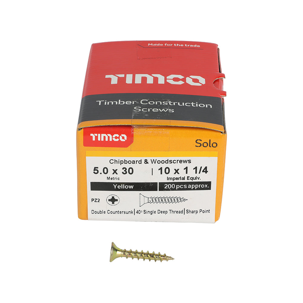 Solo Woodscrew PZ2 CSK - ZYP 5 x 30 (200 PCS)