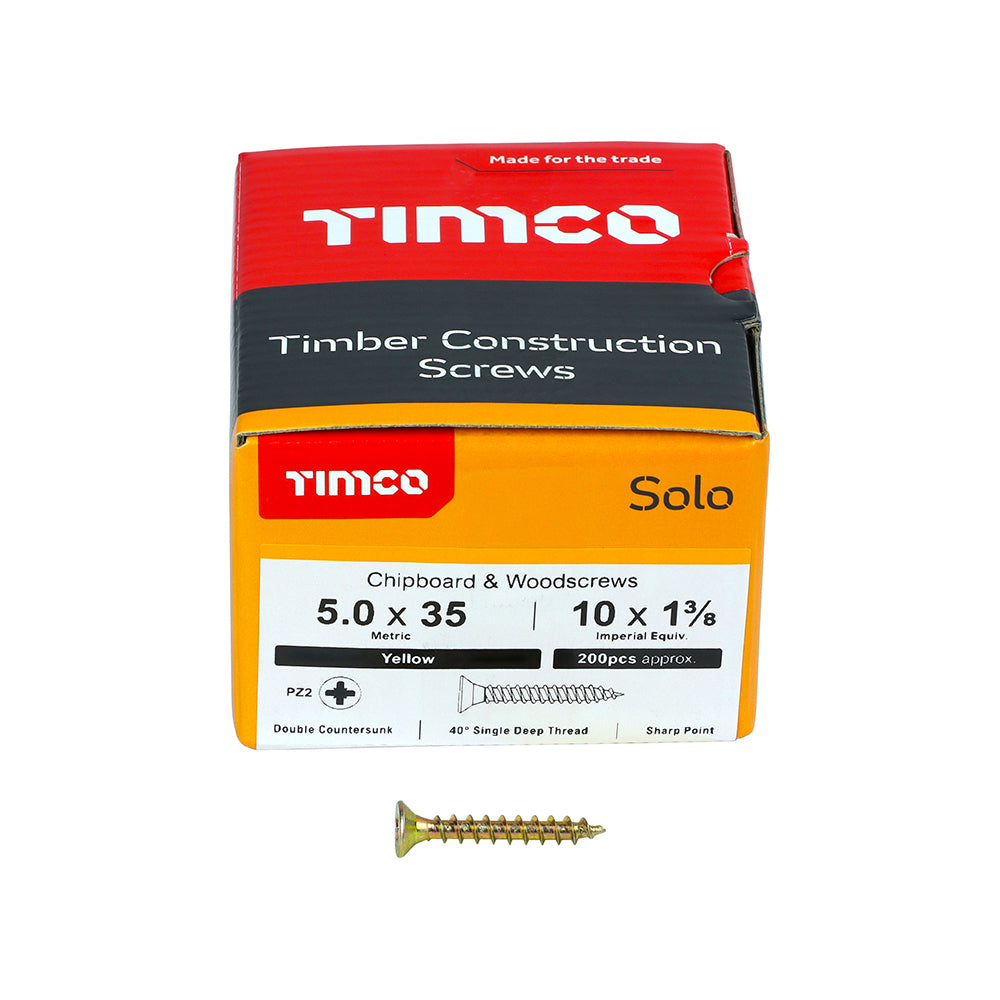Solo Woodscrew PZ2 CSK - ZYP 5 x 35 (200 PCS)