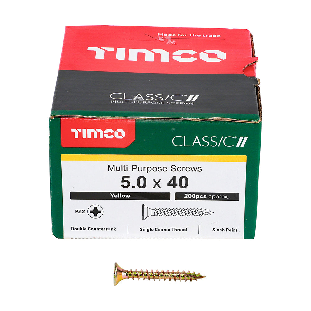 Timco - Classic Screw PZ2 CSK - ZYP 5 x 40mm (200)