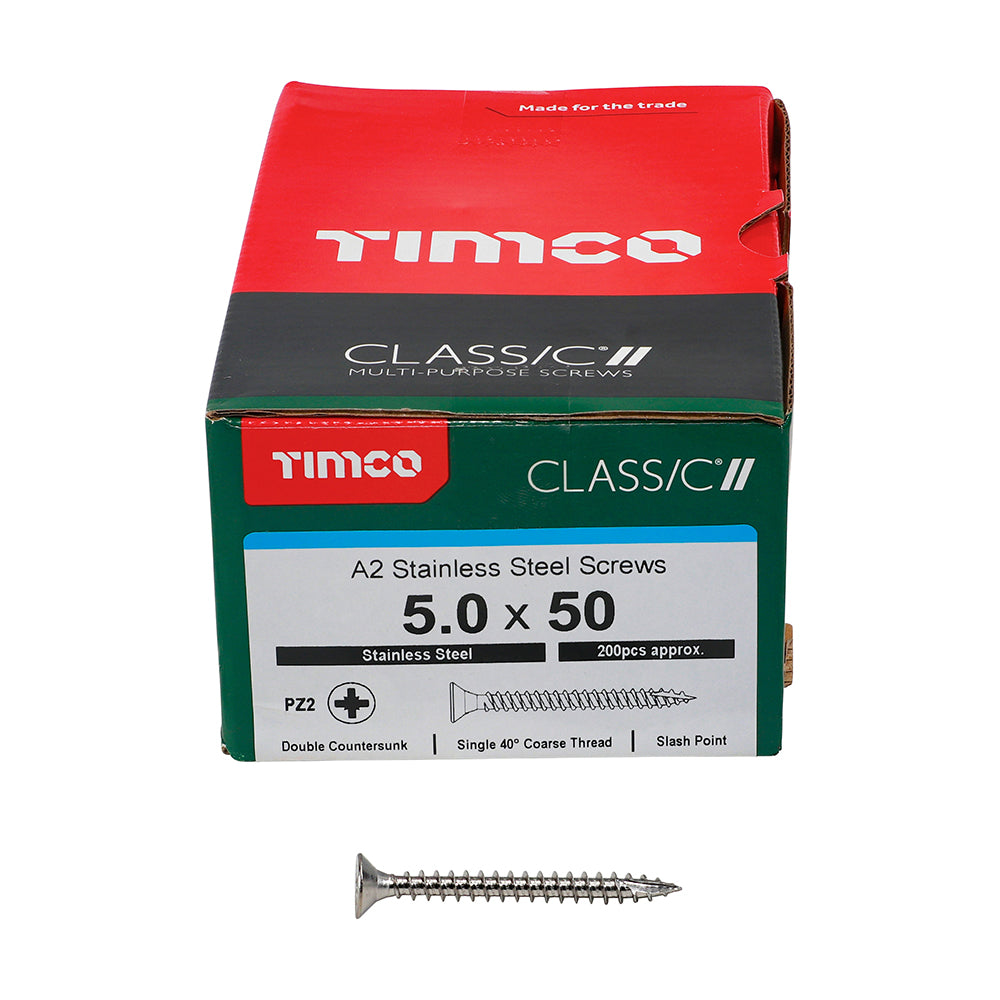 Classic Screw PZ2 CSK - A2 S/S 5.0 x 50 200 PCS