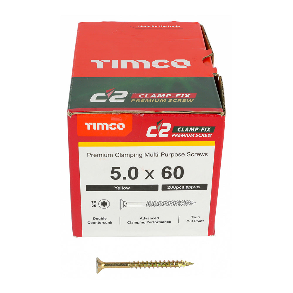 5 x 60mm - C2 Clamp-Fix TX25 CSK ZYP - 200 PCS