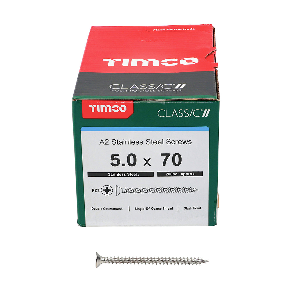 Classic Screw PZ2 CSK - A2 S/S 5.0 x 70 200 PCS