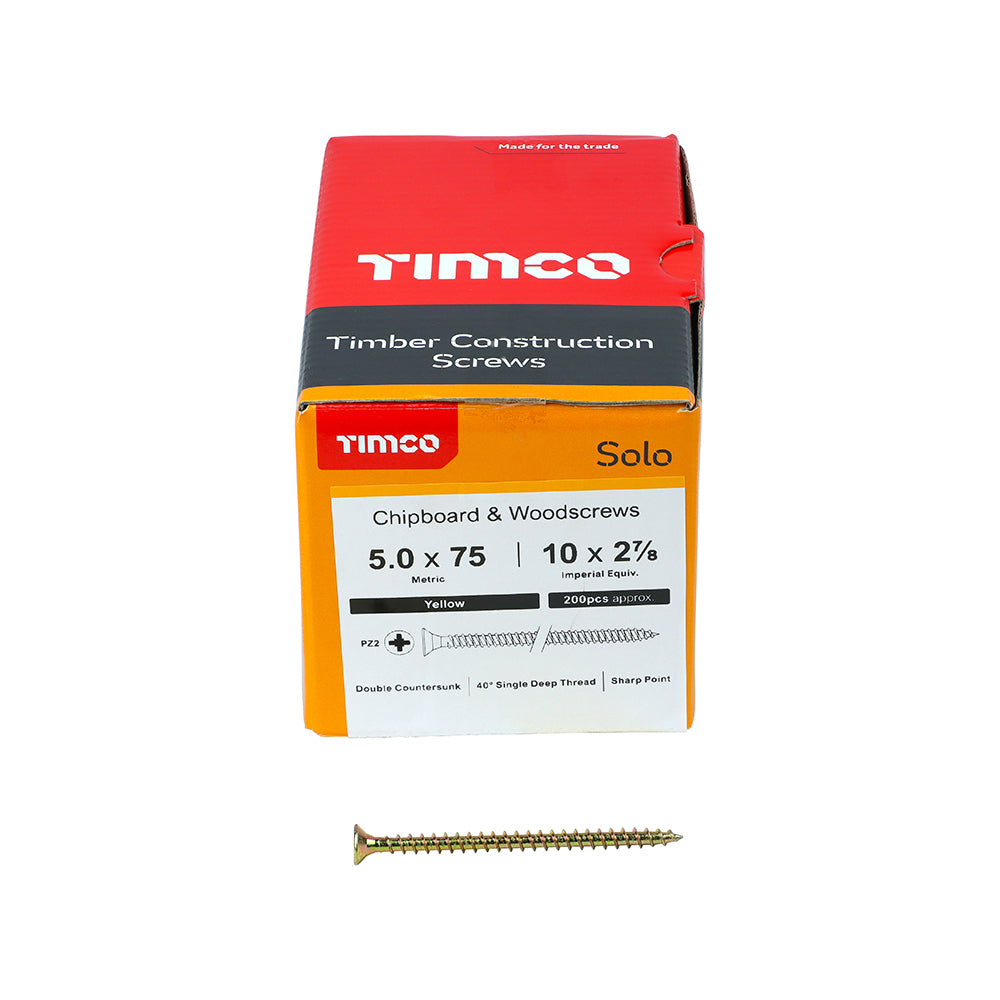 Solo Woodscrew PZ2 CSK - ZYP 5 x 75 (200 PCS)