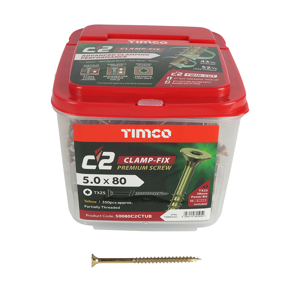 5 x 80mm - C2 Clamp-Fix TX25 CSK ZYP - 350 PCS