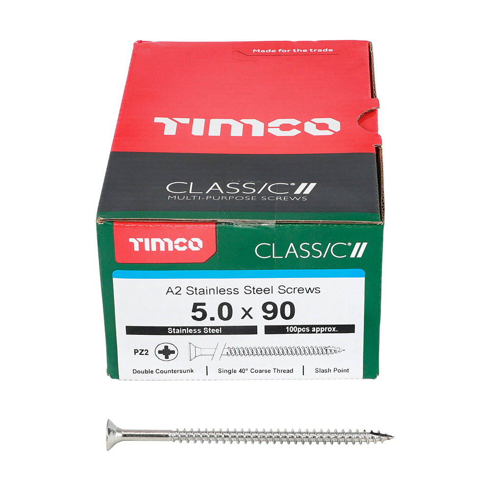 Classic Screw PZ2 CSK - A2 S/S 5.0 x 90 100 PCS