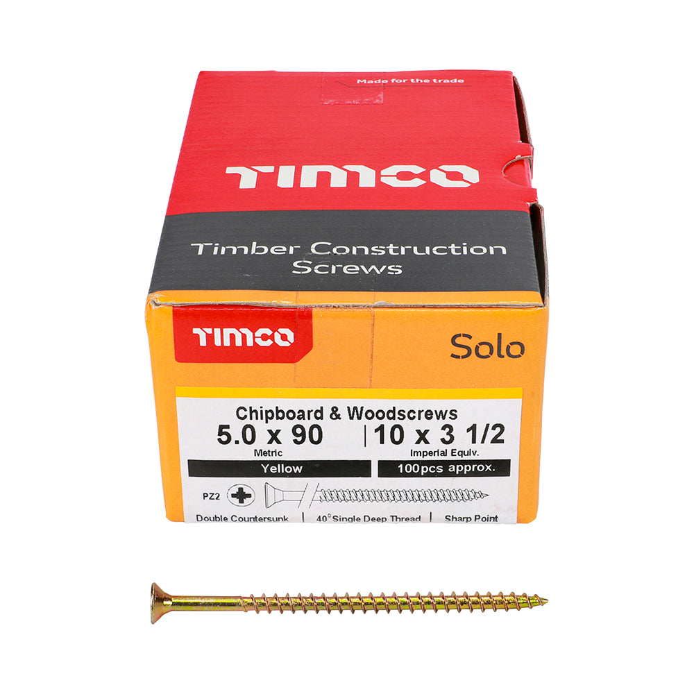 Solo Woodscrew PZ2 CSK - ZYP 5 x 90 (100 PCS)