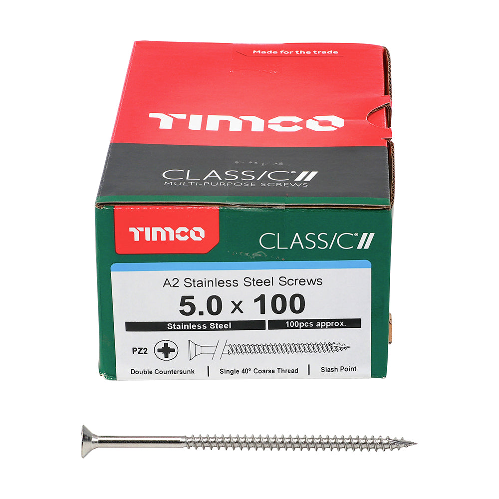 Classic Screw PZ2 CSK - A2 S/S 5.0 x 100 100 PCS